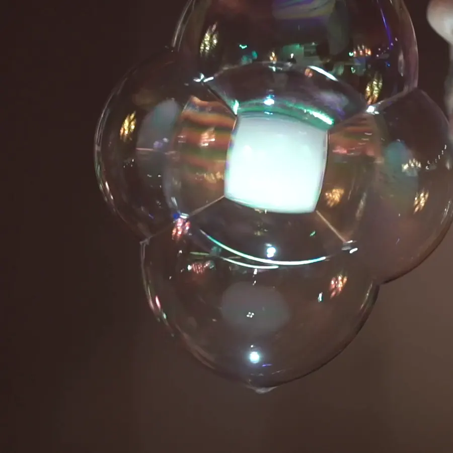 A cluster of bubbles lit from within